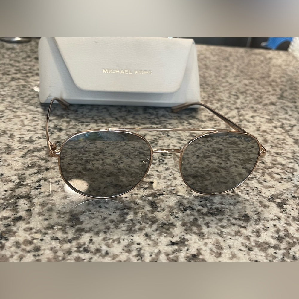 Micheal Kors Sunglasses Lon Rose Gold with Flash Silver Lens MK1021